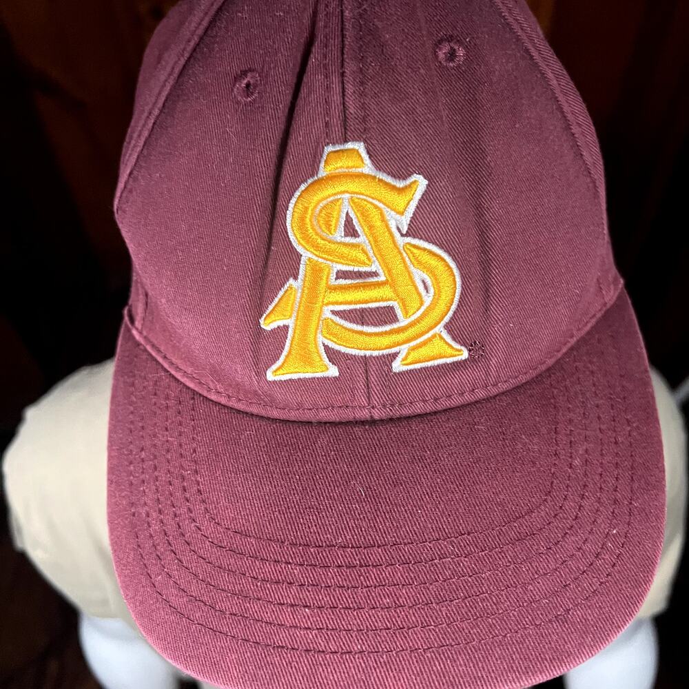 Arizona State Sun Devils Vintage ASU Maroon Gold Baseball Cap 90s Dad Hat - Picture 3 of 4